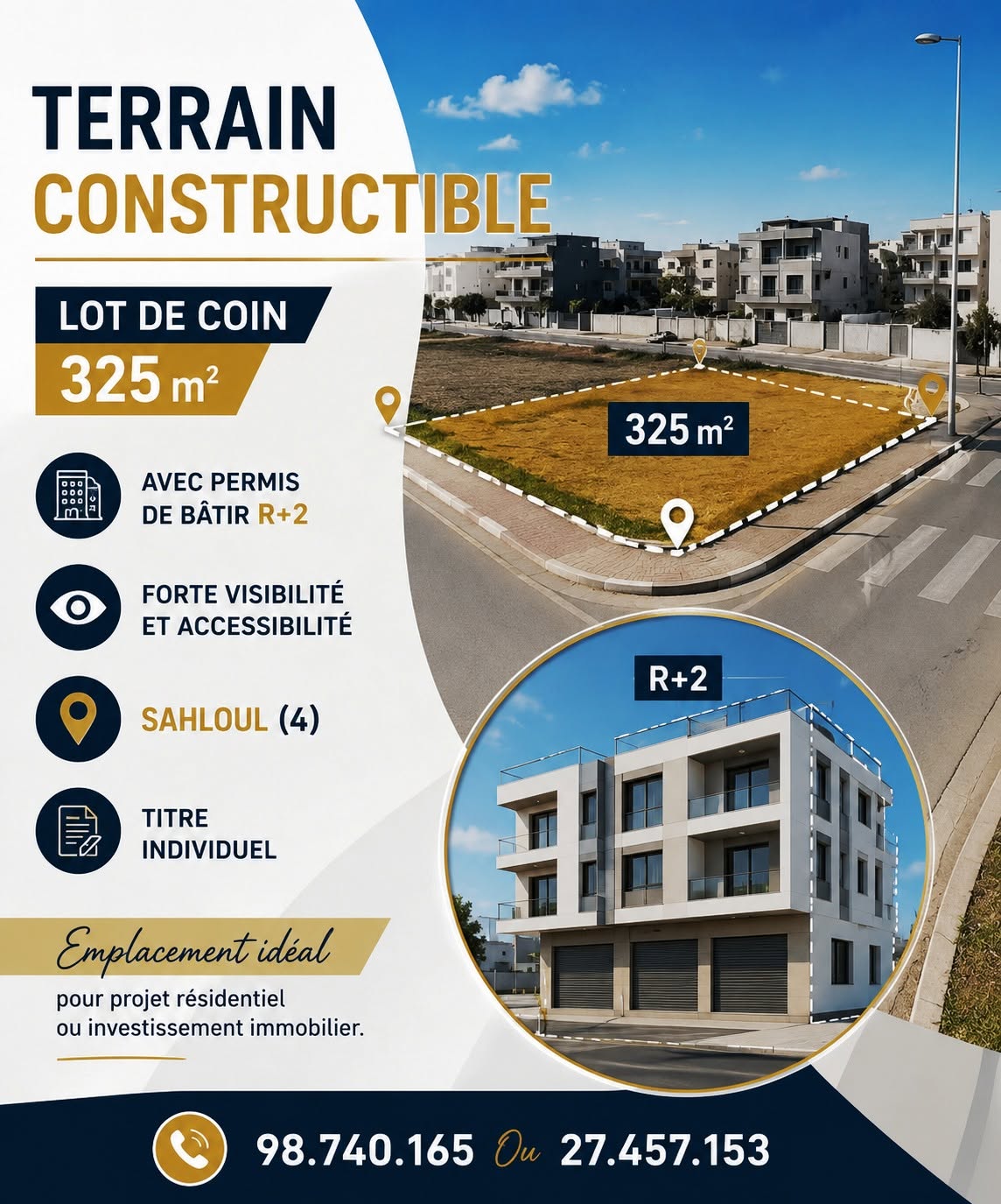Sousse Jaouhara&nbsp;Sahloul&nbsp;Terrain&nbsp;Terrain nu&nbsp;Terrain 325m a vec permis de b�tir r2 � sahloul 4