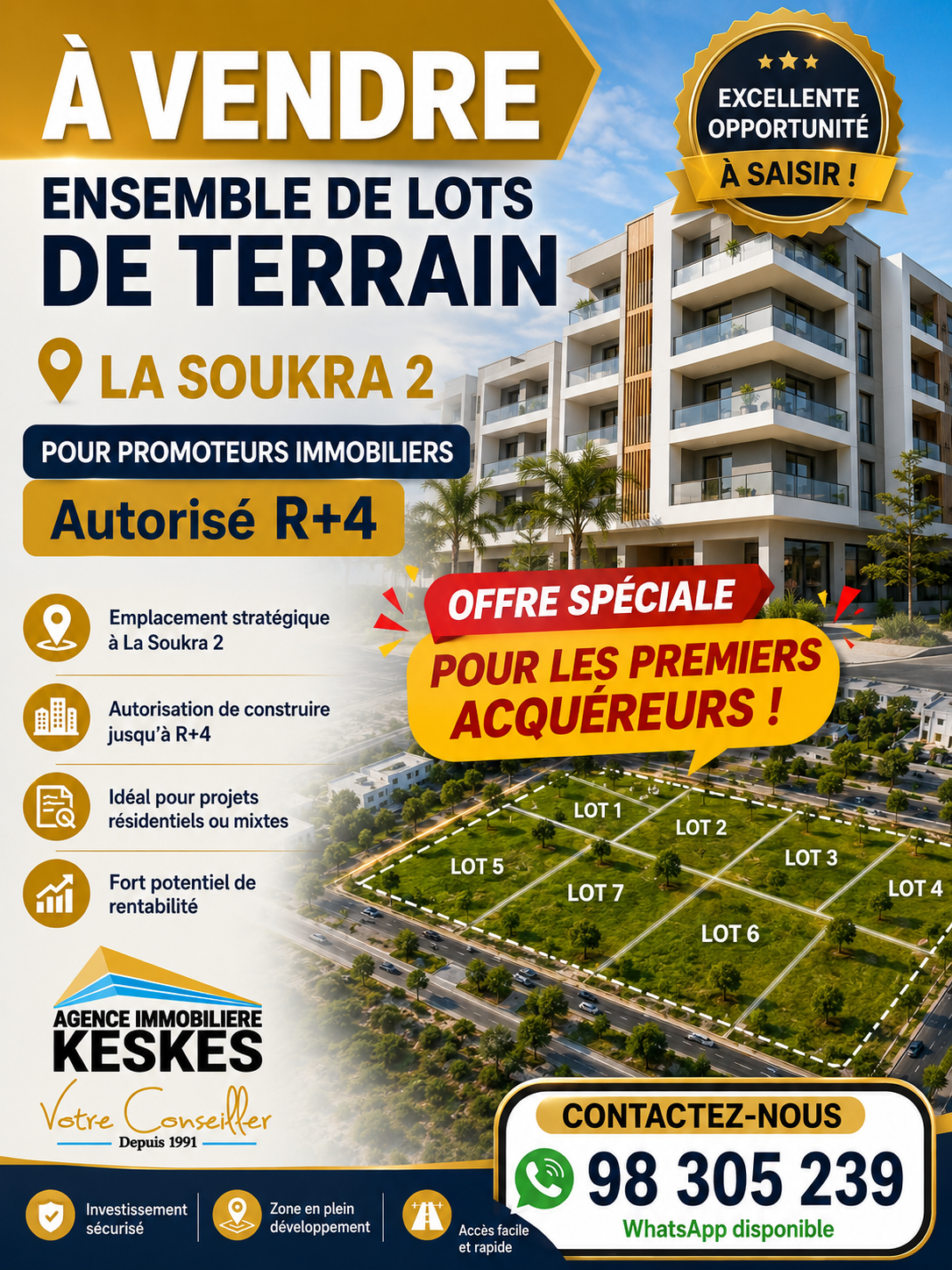 La Soukra&nbsp;La Soukra&nbsp;Terrain&nbsp;Terrain nu&nbsp;Lots de terrain la soukra � vocation r et 4