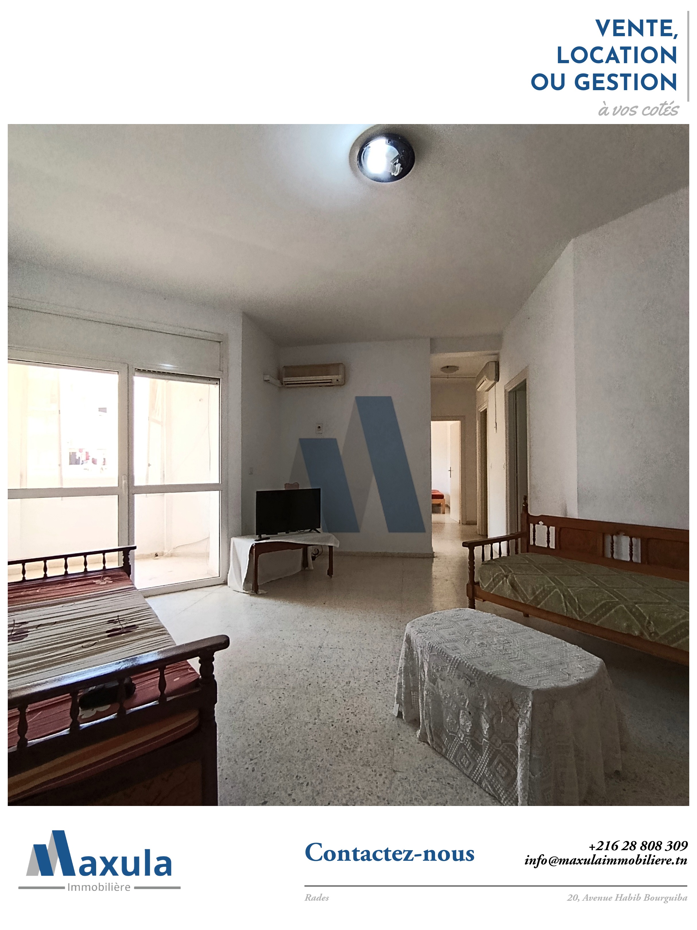 Rades&nbsp;Village Mediterranee&nbsp;Location&nbsp;Appart. 4 pi�ces&nbsp;Appartement s3 meuble a rades olympique