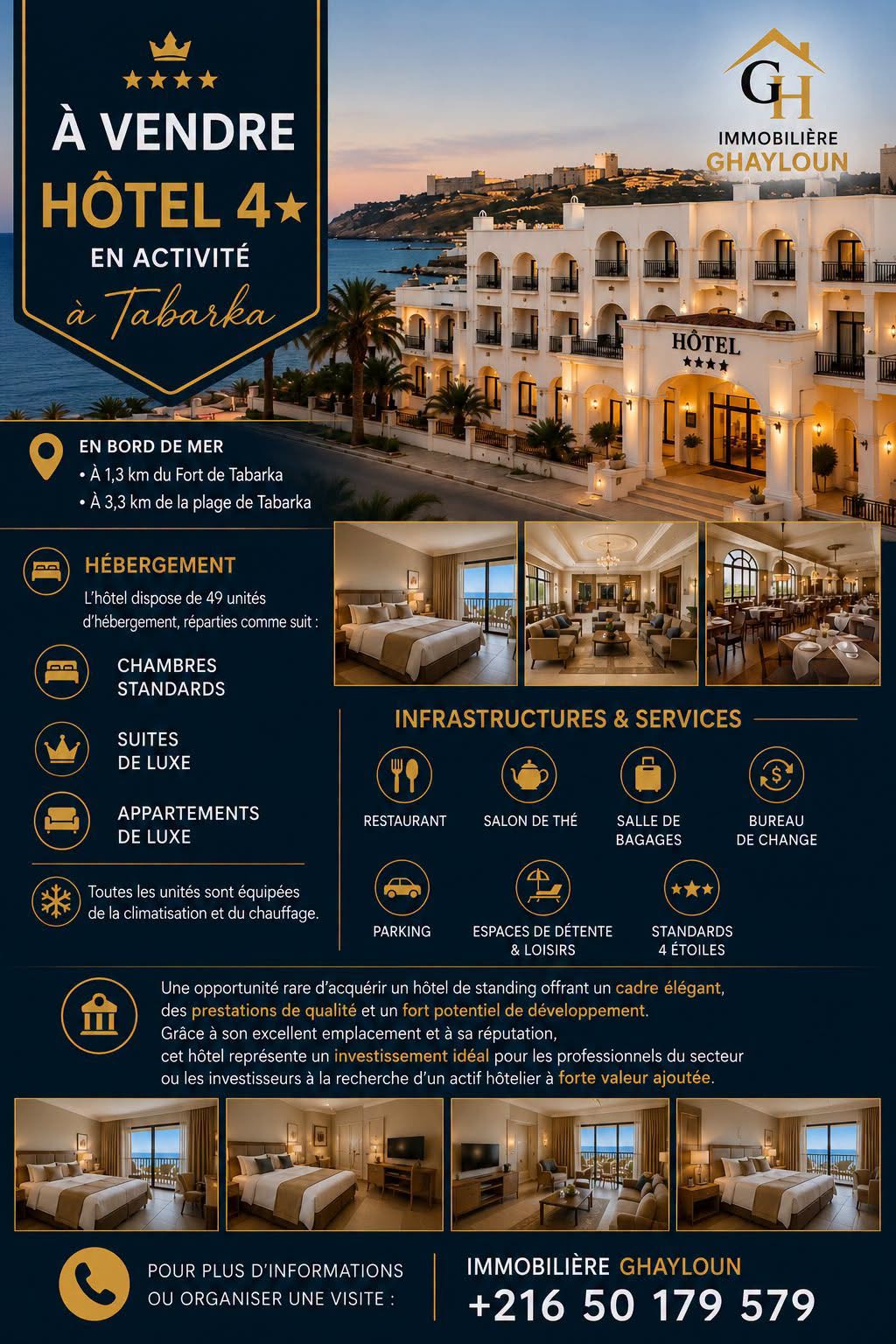 Tabarka&nbsp;Tabarka&nbsp;Vente&nbsp;Autre&nbsp;Hotel 4 etoile en activit� � tbarka