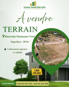Hammamet&nbsp;Hammamet&nbsp;Vente&nbsp;Surfaces&nbsp;A    terrain  hammamet nord ref558a