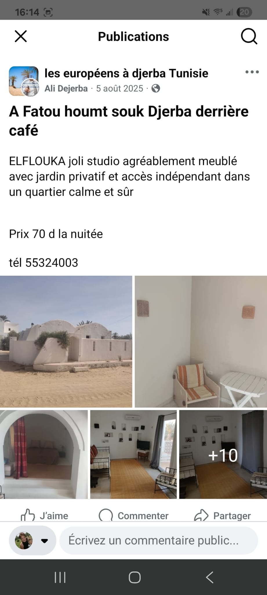 Djerba - Houmet Essouk&nbsp;Fatou&nbsp;Location vacances&nbsp;Appart. 1 pi�ce&nbsp;Studio meubl�
