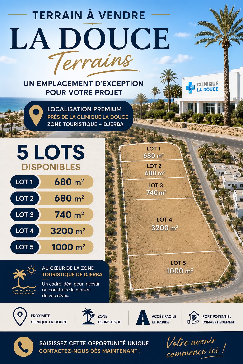 Djerba - Midoun&nbsp;Zone Hoteliere&nbsp;Terrain&nbsp;Terrain nu&nbsp;Terrain 5 lots
