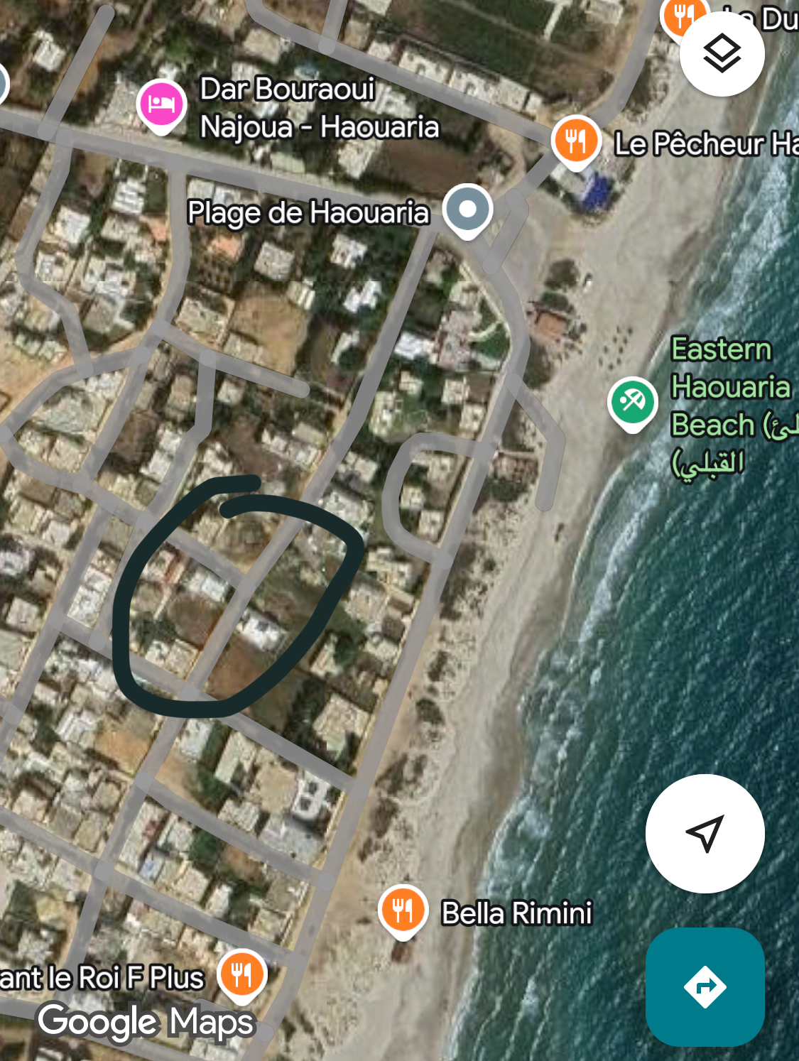 El Haouaria&nbsp;Cite Touristique&nbsp;Vente&nbsp;Surfaces&nbsp;Terrain de 600 m2 a chatt el guebli