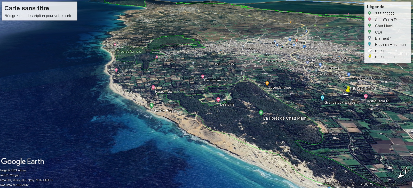 Ras Jebel&nbsp;Cite Kaa El Ballout&nbsp;Terrain&nbsp;Terrain agricole&nbsp;Terrain route plage mami � 700 m de rue