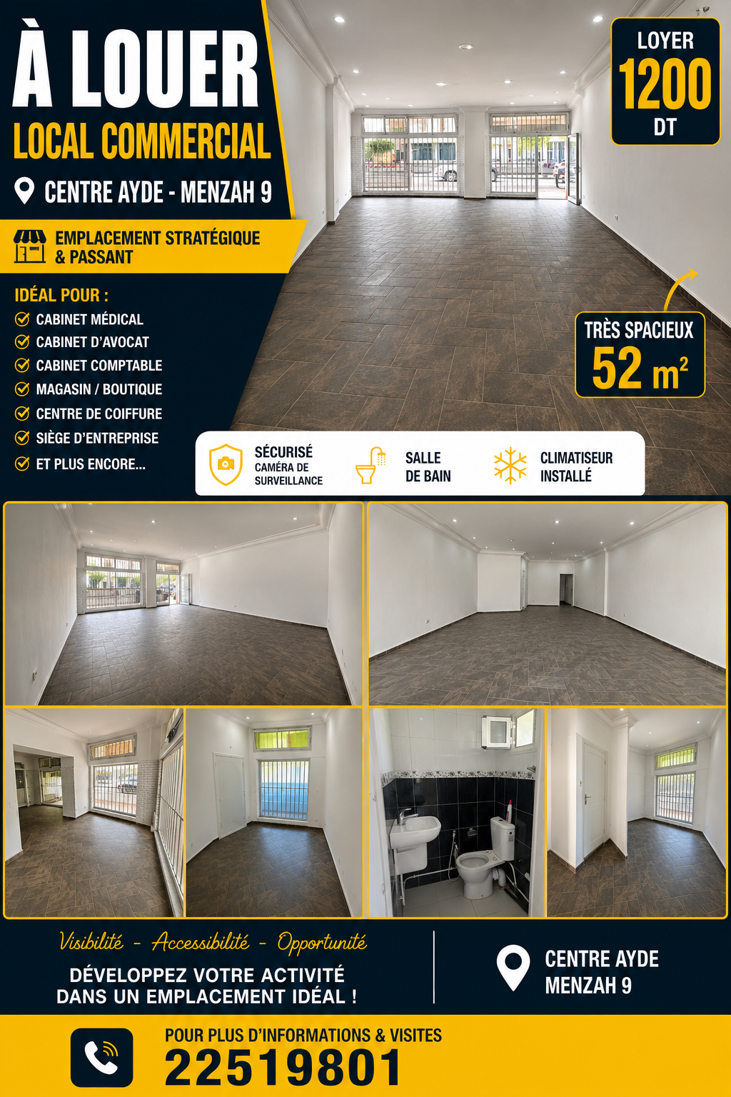 El Menzah&nbsp;El Menzah 9&nbsp;Location&nbsp;Surfaces&nbsp;Tr�s grand local