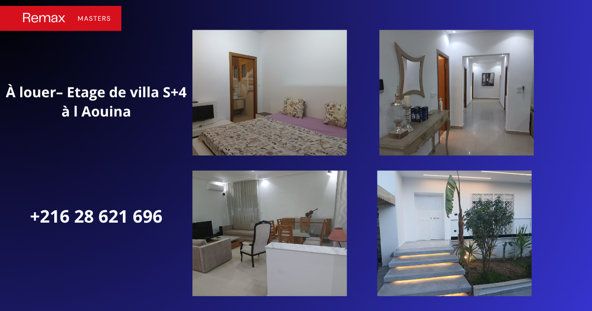 Ain Zaghouan&nbsp;Ain Zaghouan&nbsp;Location&nbsp;Maisons&nbsp;Etage de villa s4 a l aouina