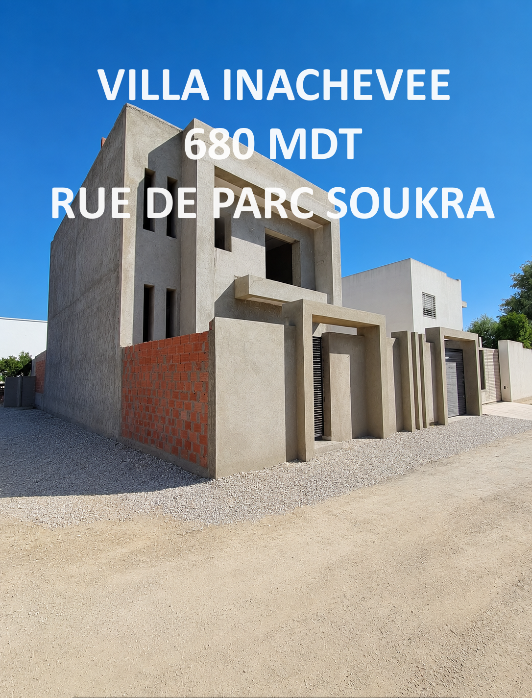 La Soukra&nbsp;La Soukra&nbsp;Vente&nbsp;Duplex&nbsp;Villa inacheve rue de parc