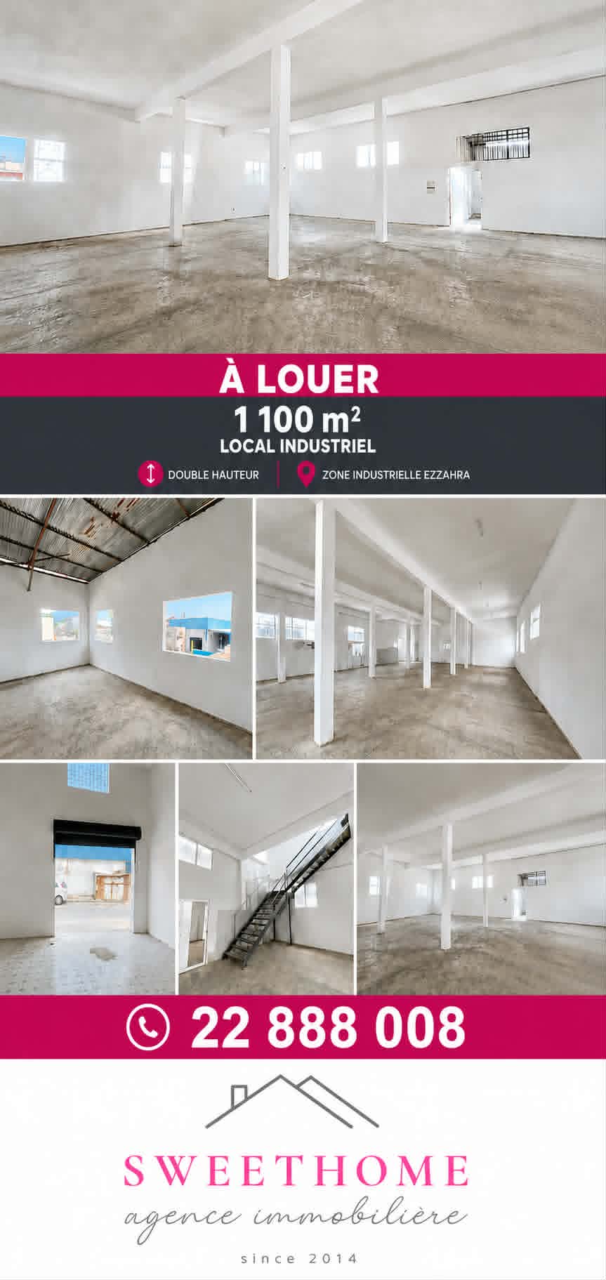 Ezzahra&nbsp;Cite Industrielle&nbsp;Bureaux & Commerces&nbsp;Surfaces&nbsp;Local 1100m2 � cit� industrielle ezzahra