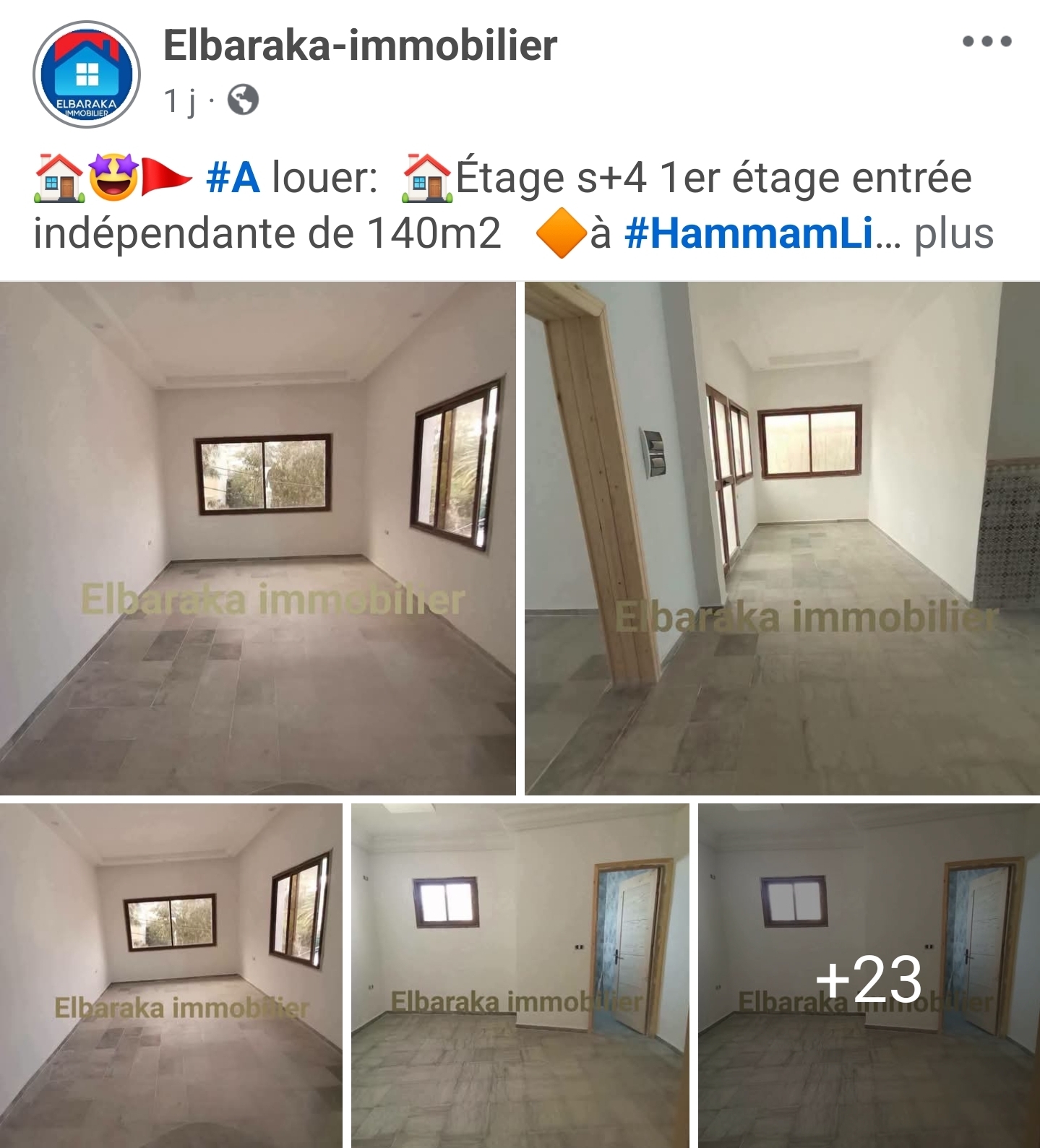 Hammam Chatt&nbsp;Hammam Chatt&nbsp;Location&nbsp;Appart. 5 pi�ces+&nbsp;Etage s4 entr�e ind�pendante