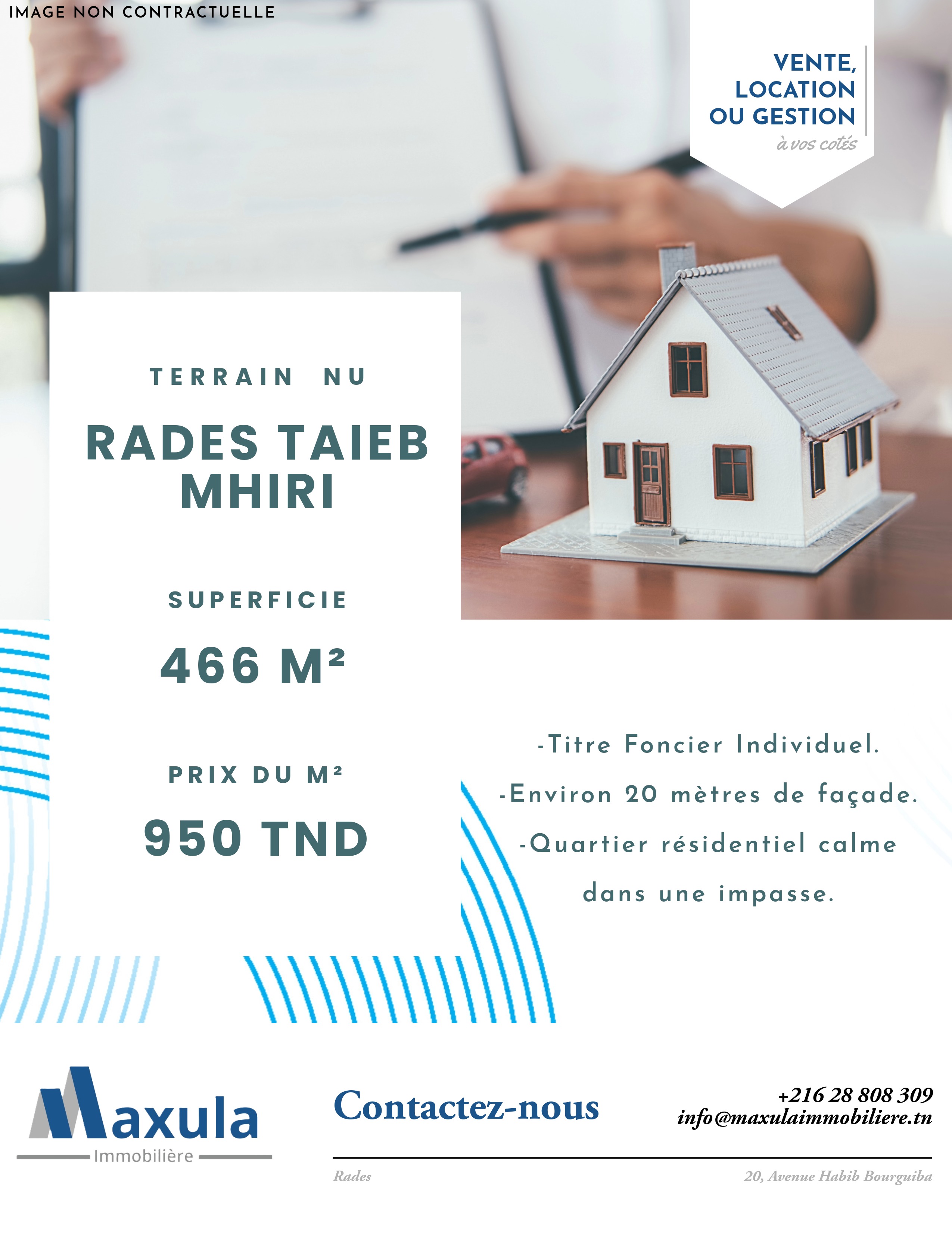 Rades&nbsp;Cite Taieb Mhiri 1&nbsp;Terrain&nbsp;Terrain nu&nbsp;Terrain de 466m a rades cite taieb mhiri
