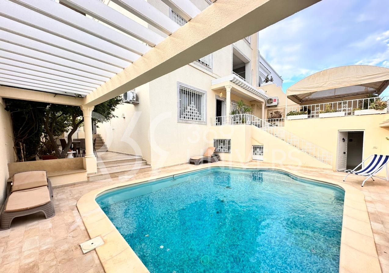 La Marsa&nbsp;Marsa Ennassim&nbsp;Location&nbsp;Appart. 3 pi�ces&nbsp;Rez de chaussee avec piscine � la marsa ref ra095