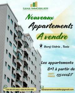 Hammam Chatt&nbsp;Hammam Chatt&nbsp;Vente&nbsp;Appart. 1 pi�ce&nbsp;A  des appartements borej cedria ref594a