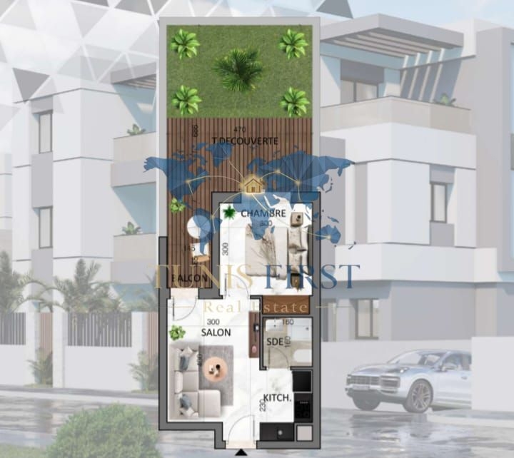 La Soukra&nbsp;La Soukra&nbsp;Vente&nbsp;Appart. 2 pi�ces&nbsp;Appartement s1 avec jardin et terrasse � soukra