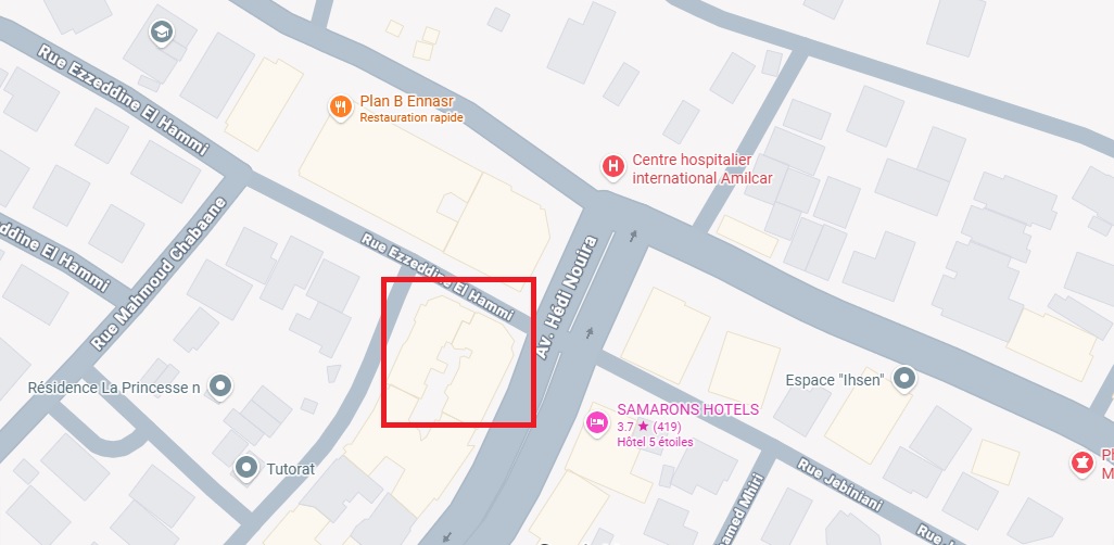 Ariana Ville&nbsp;Cite Ennasr 2&nbsp;Vente&nbsp;Surfaces&nbsp;Espace commercial 750 m2 av h�di nouira ennasr 2