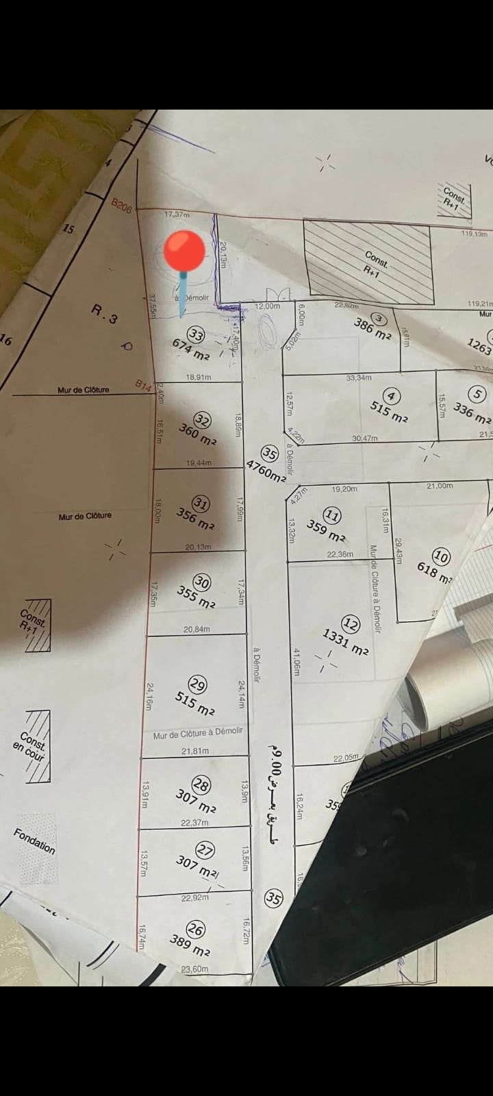La Marsa&nbsp;Cite Bhar Lazreg&nbsp;Vente&nbsp;Surfaces&nbsp;Terrain la marsa