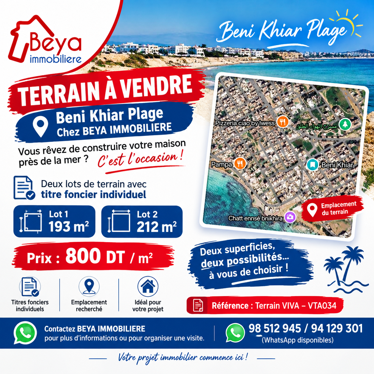 Beni Khiar&nbsp;Beni Khiar&nbsp;Terrain&nbsp;Terrain nu&nbsp;Terrain viva vta034