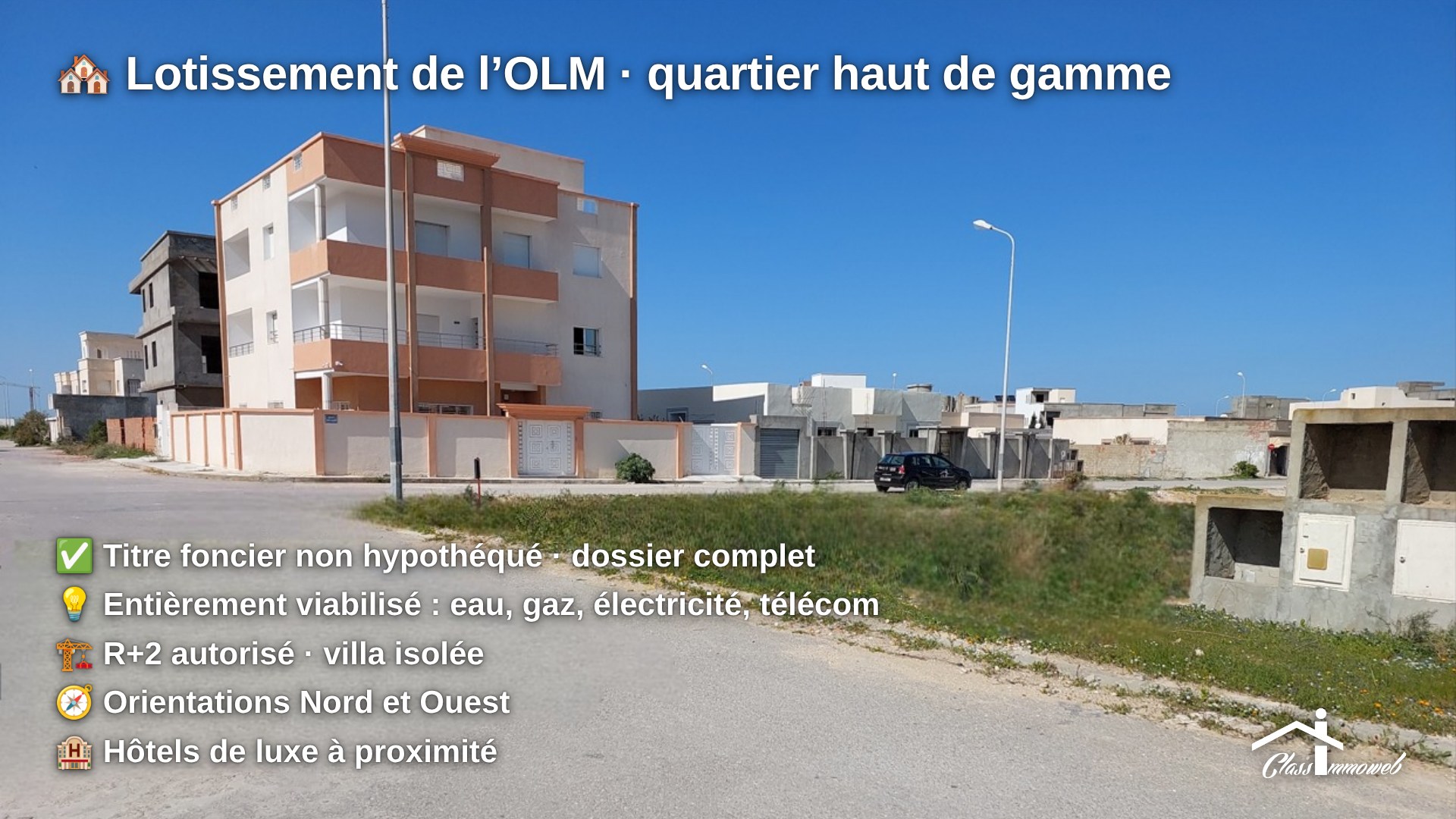 Hammam Chatt&nbsp;Borj Cedria&nbsp;Terrain&nbsp;Terrain nu&nbsp;Terrain de coin 444 m2 � 300 m de la plage