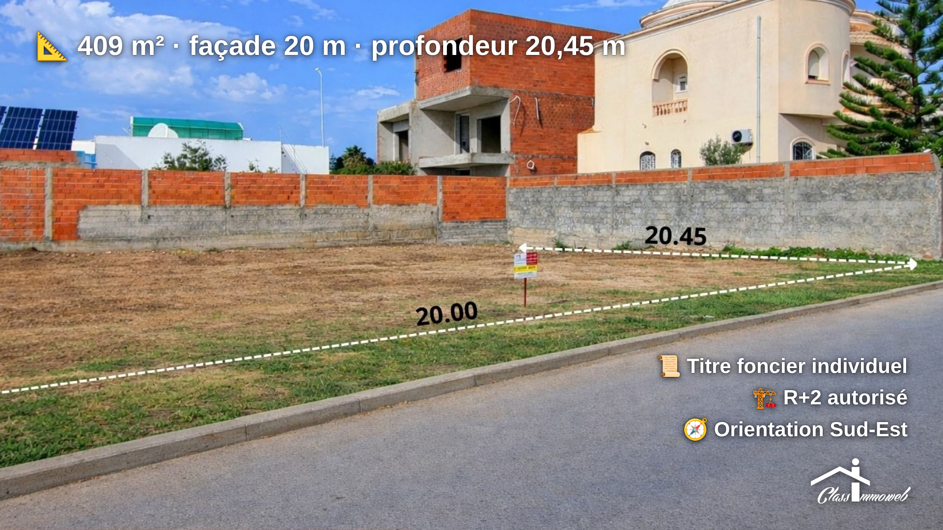 Soliman&nbsp;Cite Hotel Des Andalous&nbsp;Terrain&nbsp;Terrain nu&nbsp;Terrain de 409 m2 � 300 m de la plage ejjahmi