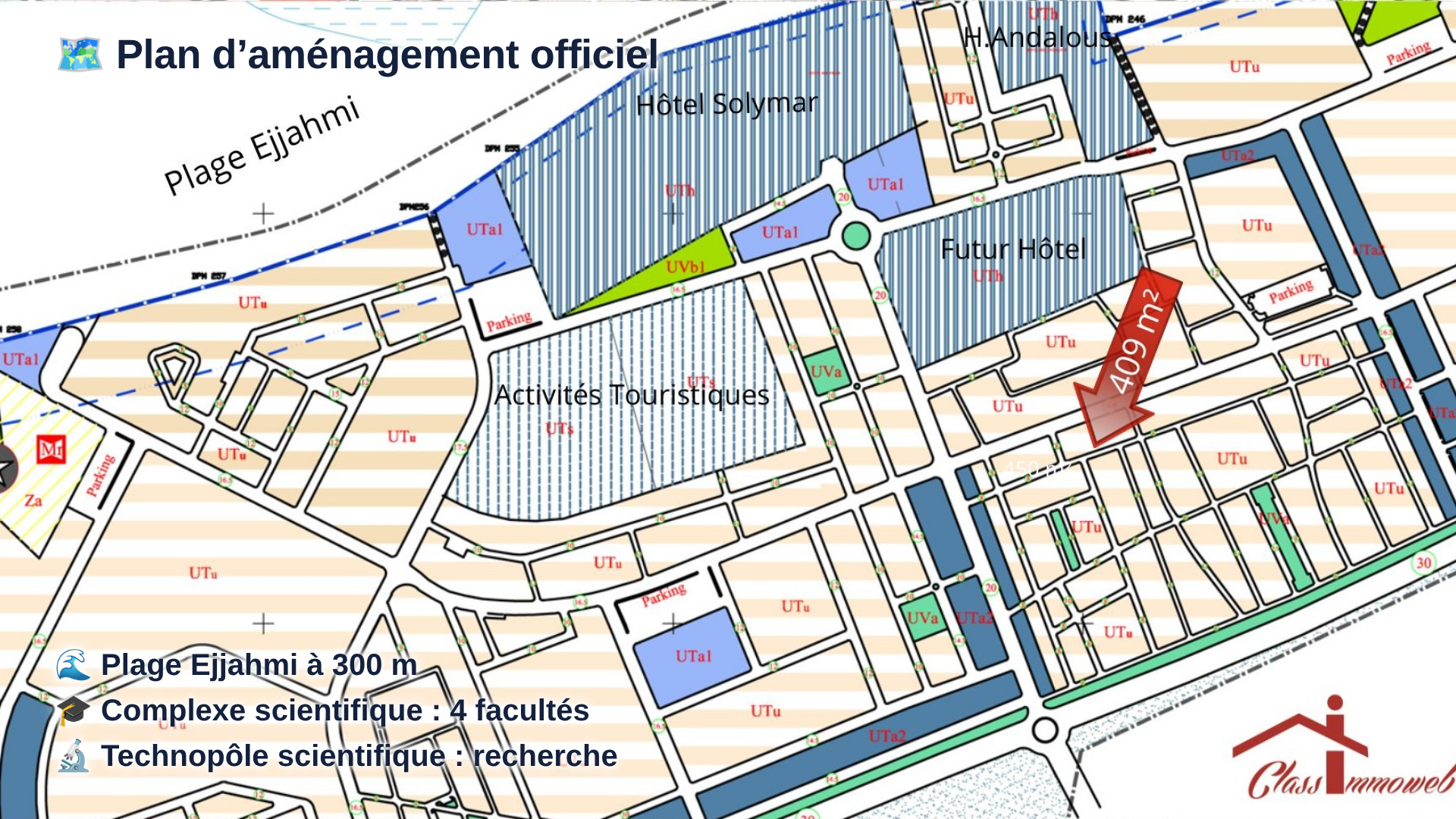 Soliman&nbsp;Cite Hotel Des Andalous&nbsp;Terrain&nbsp;Terrain nu&nbsp;Terrain de 409 m2 � 300 m de la plage ejjahmi