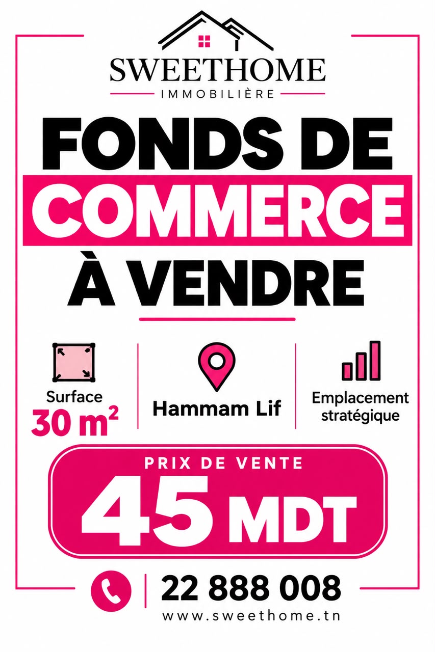 Hammam Lif&nbsp;Hammam Lif&nbsp;Vente&nbsp;Autre&nbsp;Fonds de commerce � hammam lif
