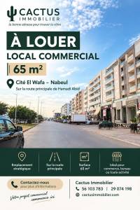 Nabeul&nbsp;Nabeul&nbsp;Location&nbsp;Appart. 1 pi�ce&nbsp;  local commercial de 65m  ref802a