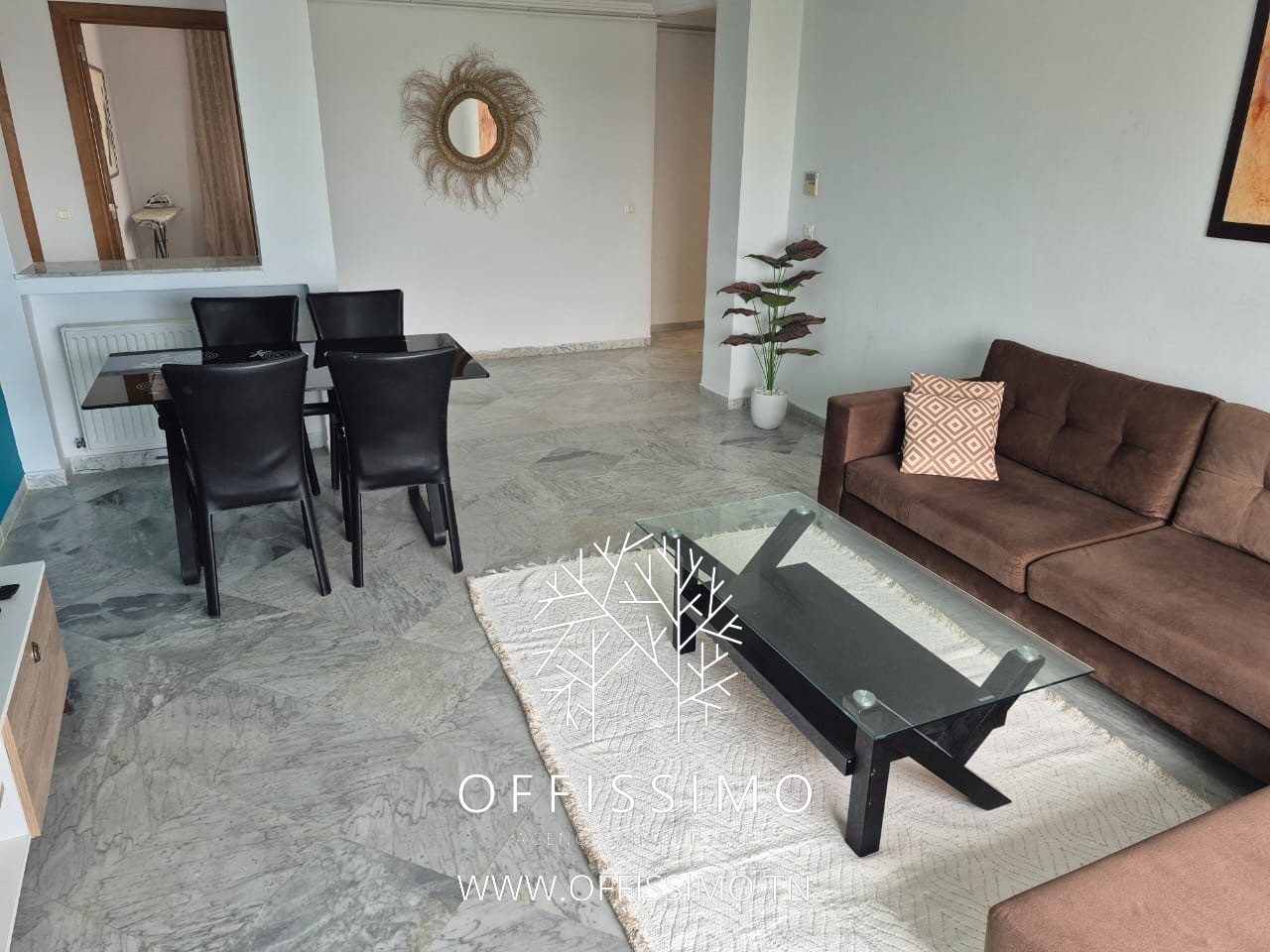 La Marsa&nbsp;Berge Du Lac&nbsp;Location&nbsp;Appart. 2 pi�ces&nbsp;S2 meubl� dernier �tages vue d�gag�e