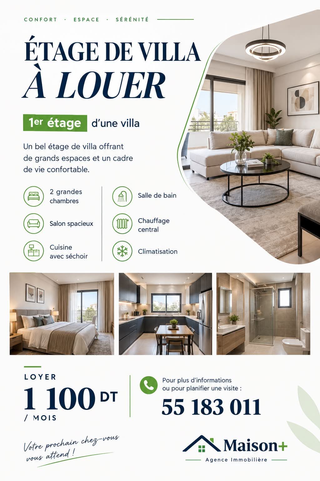El Mourouj&nbsp;El Mourouj&nbsp;Location&nbsp;Appart. 2 pi�ces&nbsp;Etage de villa mourouj 6