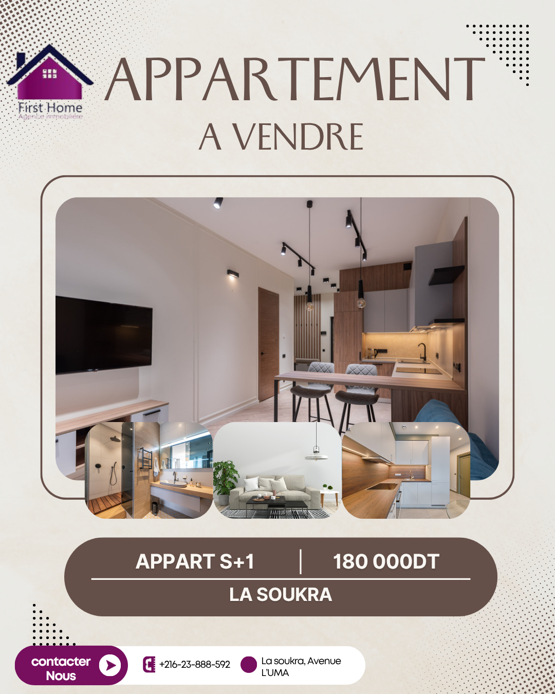 La Soukra&nbsp;La Soukra&nbsp;Vente&nbsp;Appart. 2 pi�ces&nbsp;Appart s1 la soukra