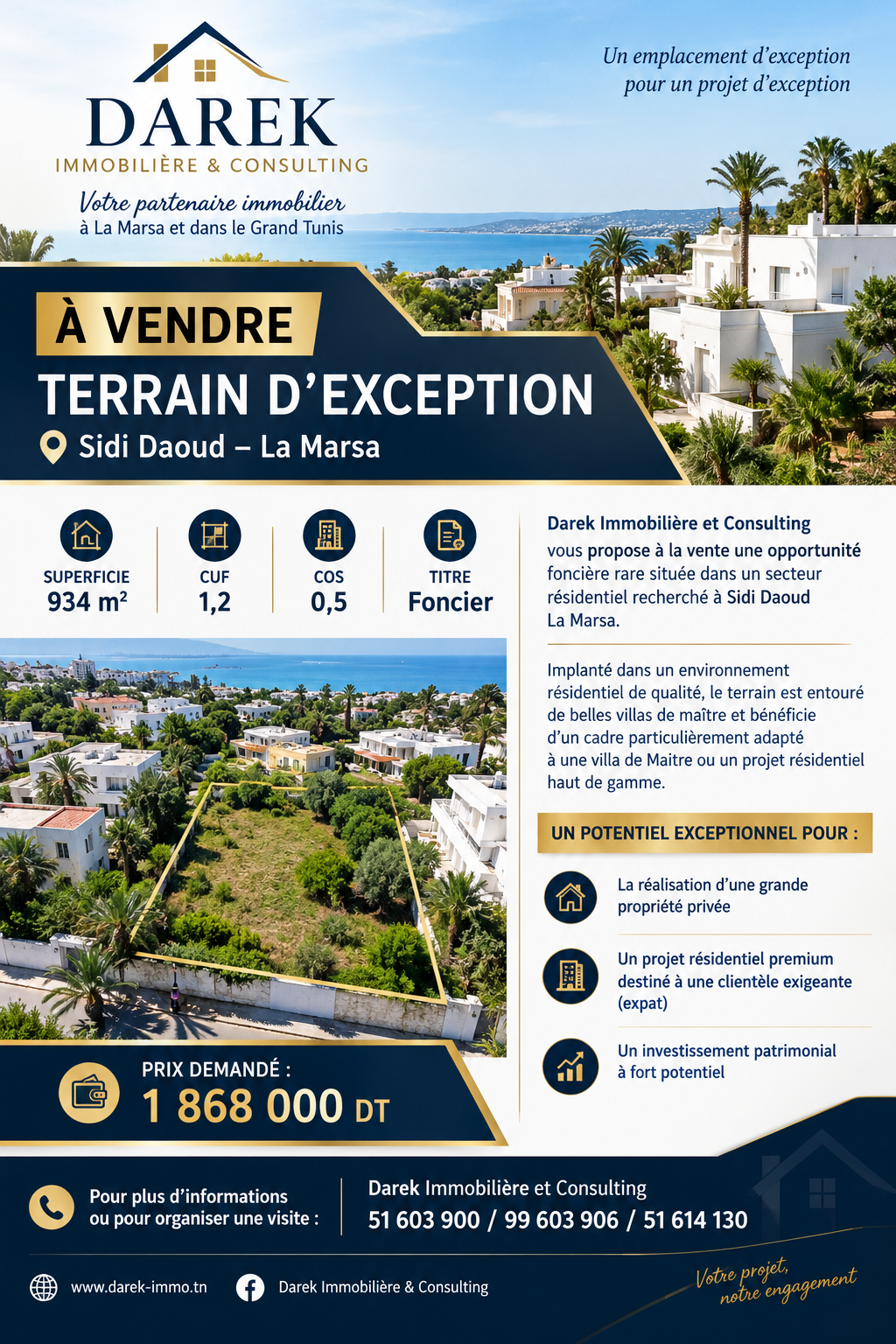 La Marsa&nbsp;Sidi Daoud&nbsp;Terrain&nbsp;Terrain nu&nbsp;Joli terrain 467 m2 � sidi daoud la marsa