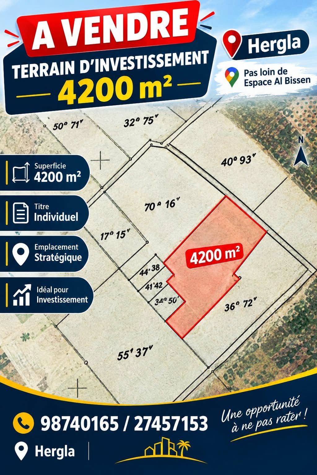Hergla&nbsp;Hergla&nbsp;Terrain&nbsp;Terrain agricole&nbsp;Terrain 4200m pr�s de escpace al bissen hergla