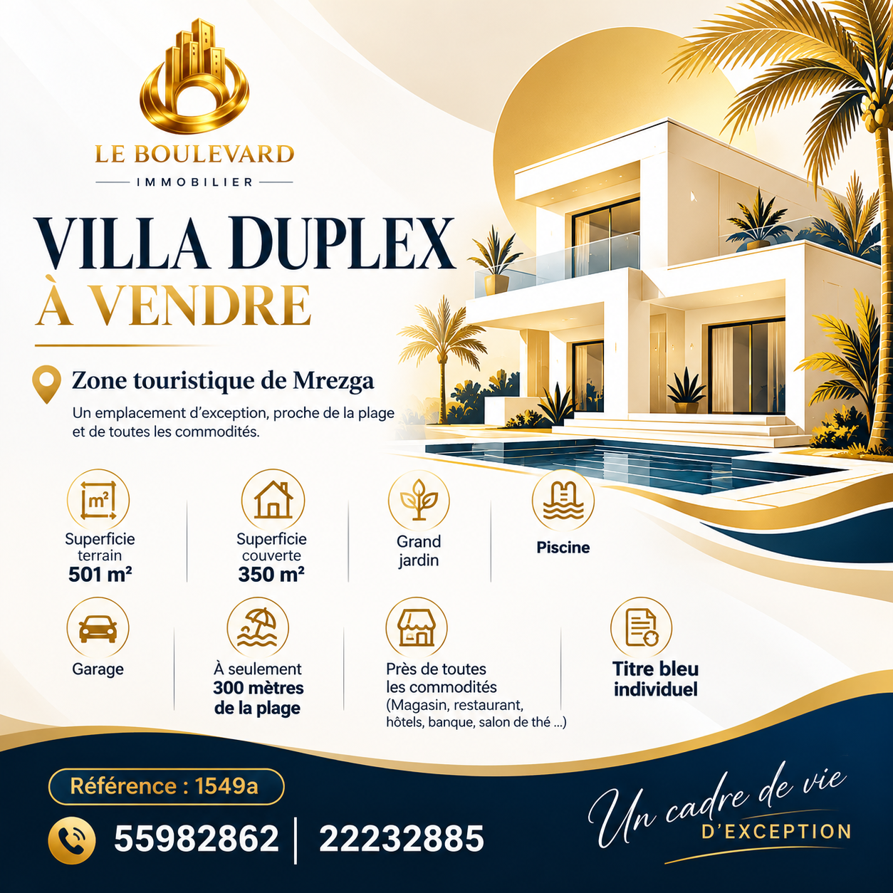 Hammamet&nbsp;Hammamet&nbsp;Vente&nbsp;Duplex&nbsp;Villa dans la zone touristique de mrezga