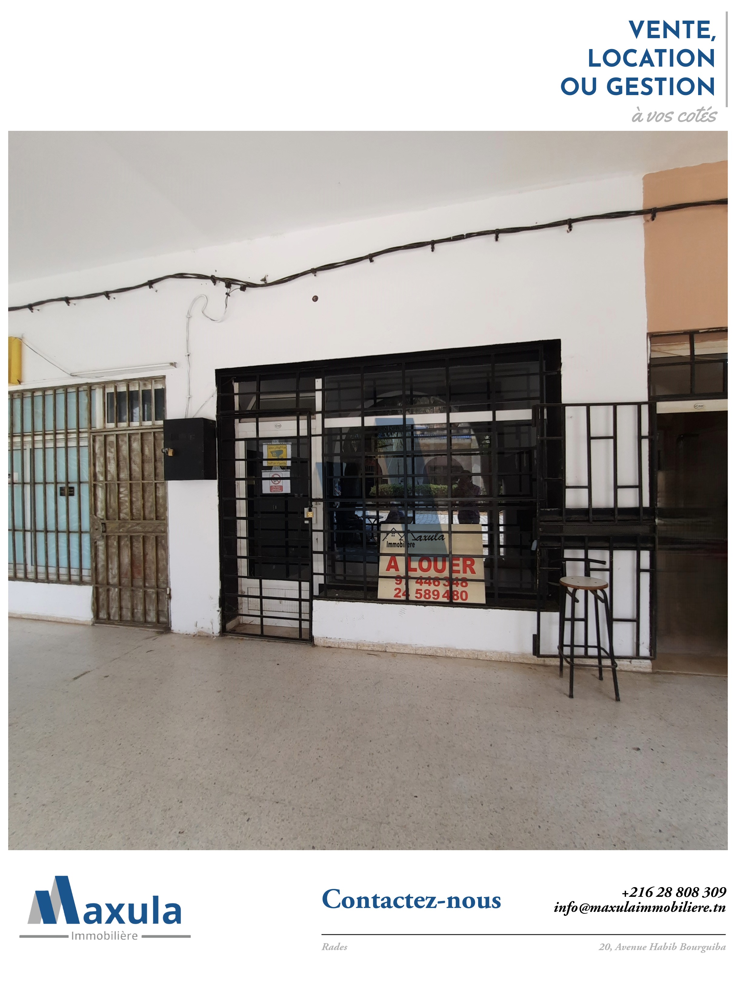 Rades&nbsp;Village Mediterranee&nbsp;Bureaux & Commerces&nbsp;Surfaces&nbsp;Local commercial a rades cite olympique