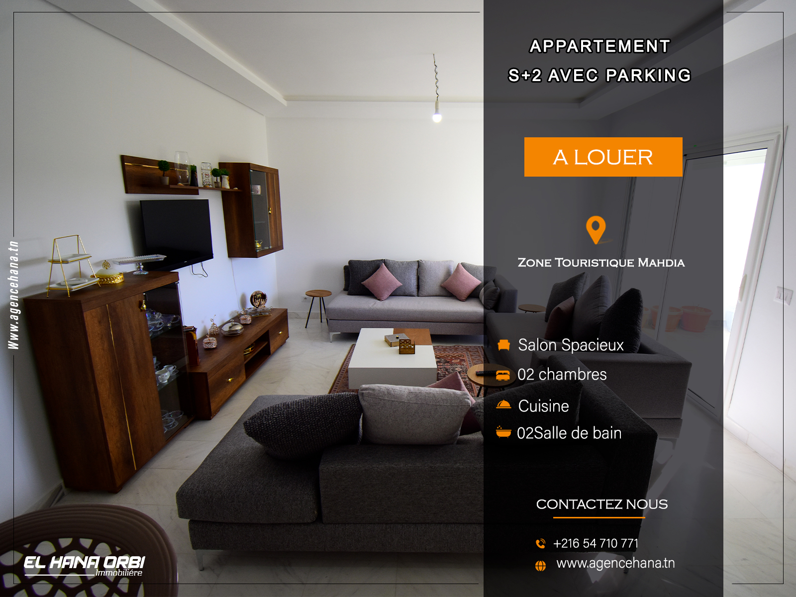 Mahdia&nbsp;Mahdia&nbsp;Location&nbsp;Appart. 2 pi�ces&nbsp;Un bien pour toute l'ann�e avec parking