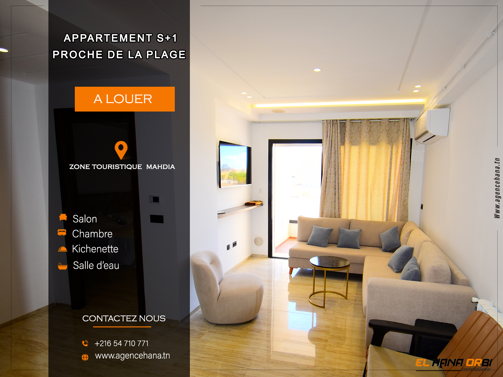 Mahdia&nbsp;Mahdia&nbsp;Location&nbsp;Appart. 1 pi�ce&nbsp;S1 scolaire � mahdia
