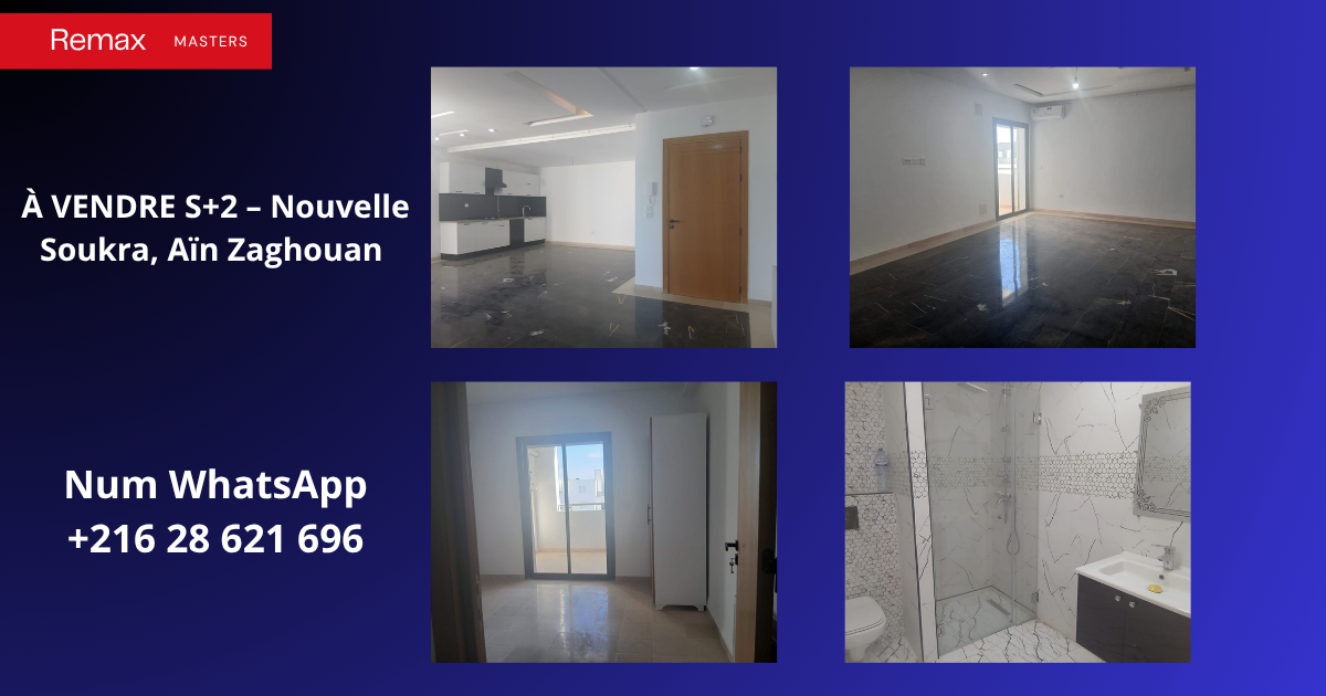 Ain Zaghouan&nbsp;Ain Zaghouan&nbsp;Vente&nbsp;Appart. 2 pi�ces&nbsp;S2 nouvelle soukra a�n zaghouan