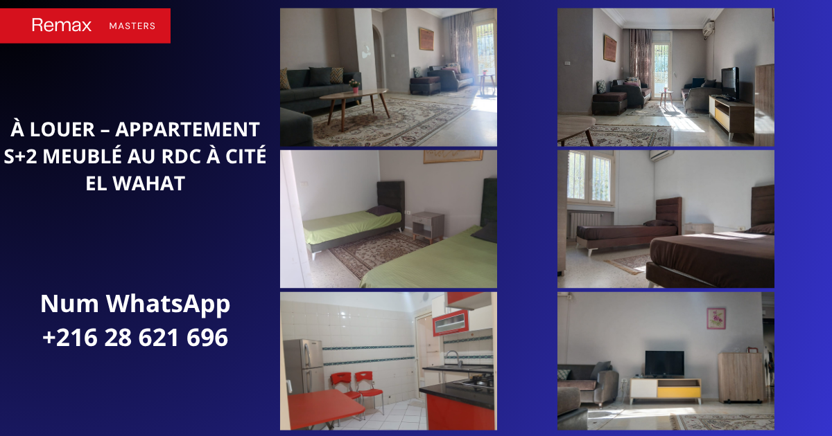 La Marsa&nbsp;El Aouina&nbsp;Location&nbsp;Appart. 2 pi�ces&nbsp;Appartement s2 meubl� au rdc � cit� el wahat