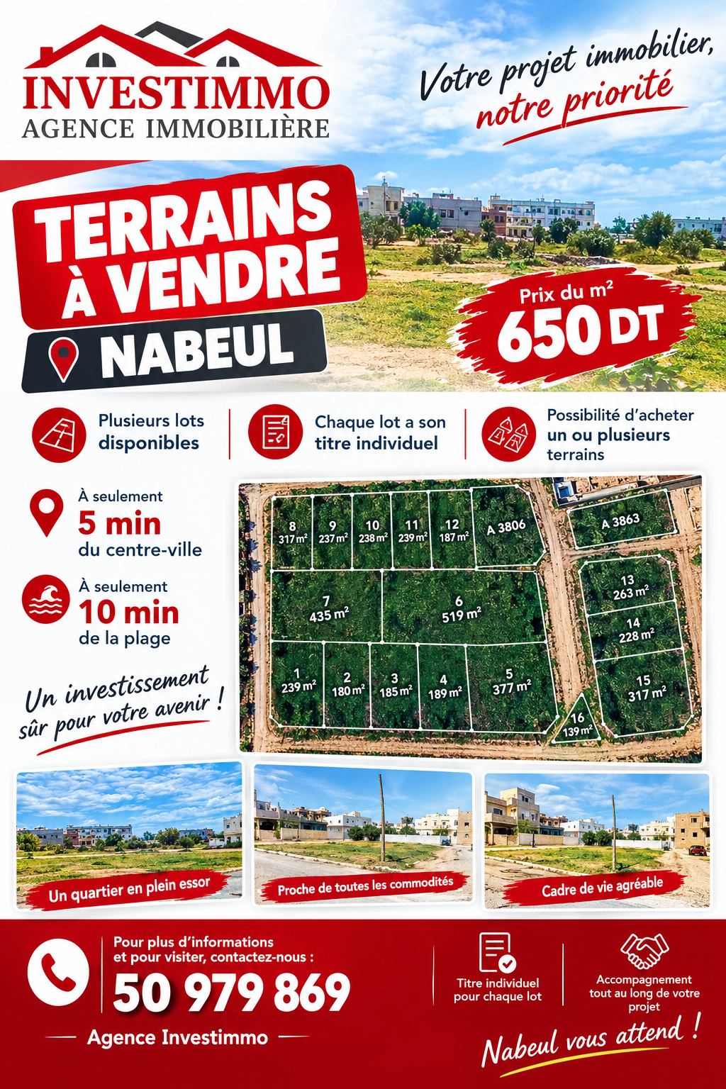 Nabeul&nbsp;Nabeul&nbsp;Terrain&nbsp;Terrain nu&nbsp;Plusieurs lots de terrains a nabeul